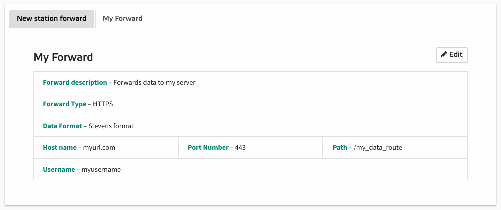 Data Forwarding Setup