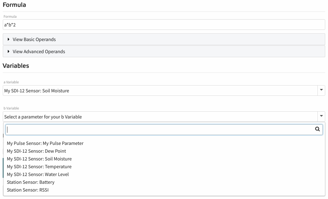 Algebraic Function Wizard Formula Configuration