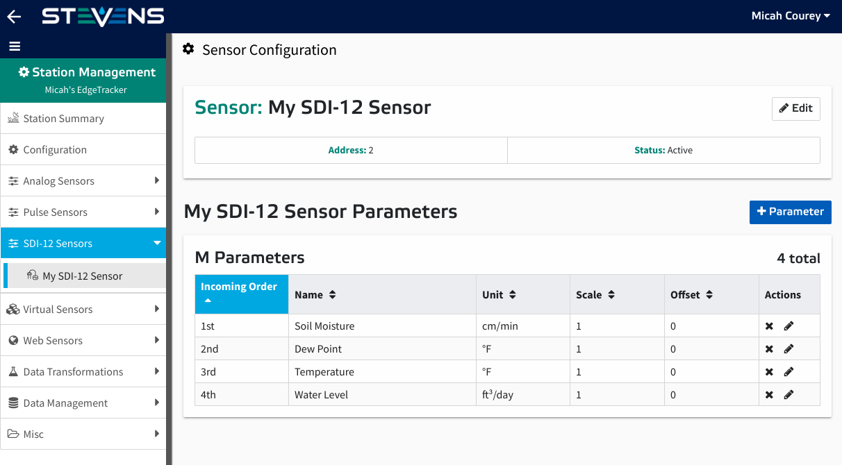 SDI-12 Setup Page